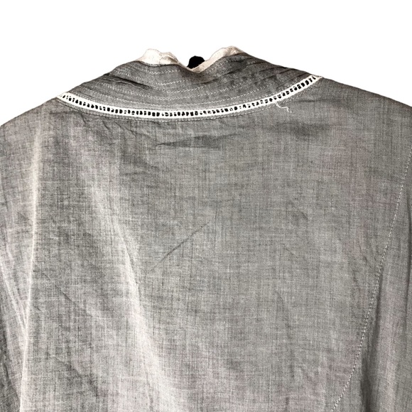 Large Eileen West Bathrobe Robe Sleepwear Lounge Cotton Lace Grey L/XL Bath - Picture 9 of 11